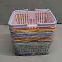 PATIKIL 6PCS Mini Shopping Basket, Small Plastic Basket Mini Storage Basket Grocery Tiny with Handles Organizer Filtered Water for Organizing Toys Eggs Fruits Snacks,Blue Purple Yellow