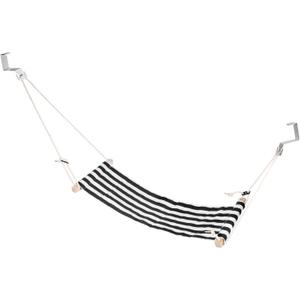 PATIKIL Foot Hammock Under Desk, Adjustable Foot Rest Sling with Hooks Portable Desk Footrest for Airplane Travel Home Office, Black White Style 1
