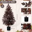 Giegxin 2 Pack 3ft Fall Plum Cimicifuga Tree Faux Fall Tree Artificial Cimicifuga Stems Seeded Plant Autumn Plant Decor for Halloween Thanksgiving Front Door Fireplace Mantel Outdoor Indoor Decor