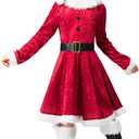 Takuvan Mrs. Santa Suit Christmas Dress Outfit, Halloween Cosplay Costume for Party (X-Small)