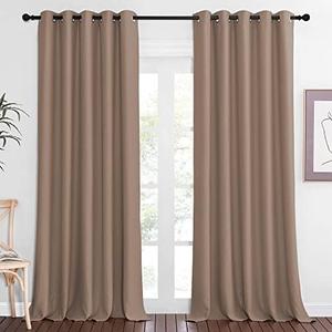 NICETOWN Blackout Window Curtain 90 inch Length - Room Darkening Thermal Insulated Grommet Large Window Treatment Light Blocking for Bedroom/Doorway (Capuccino, 1 Panel, W66" x L90")