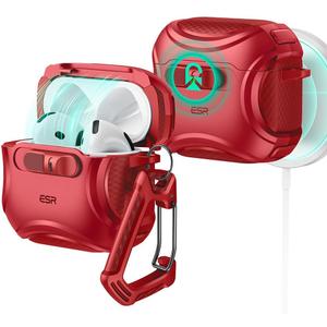 ESR for AirPods 4 Case, Compatible with AirPods 4 Generation Case (2024) (USB-C), Compatible with MagSafe, Drop-Proof Lock, Easy Open, Cyber Series, Red