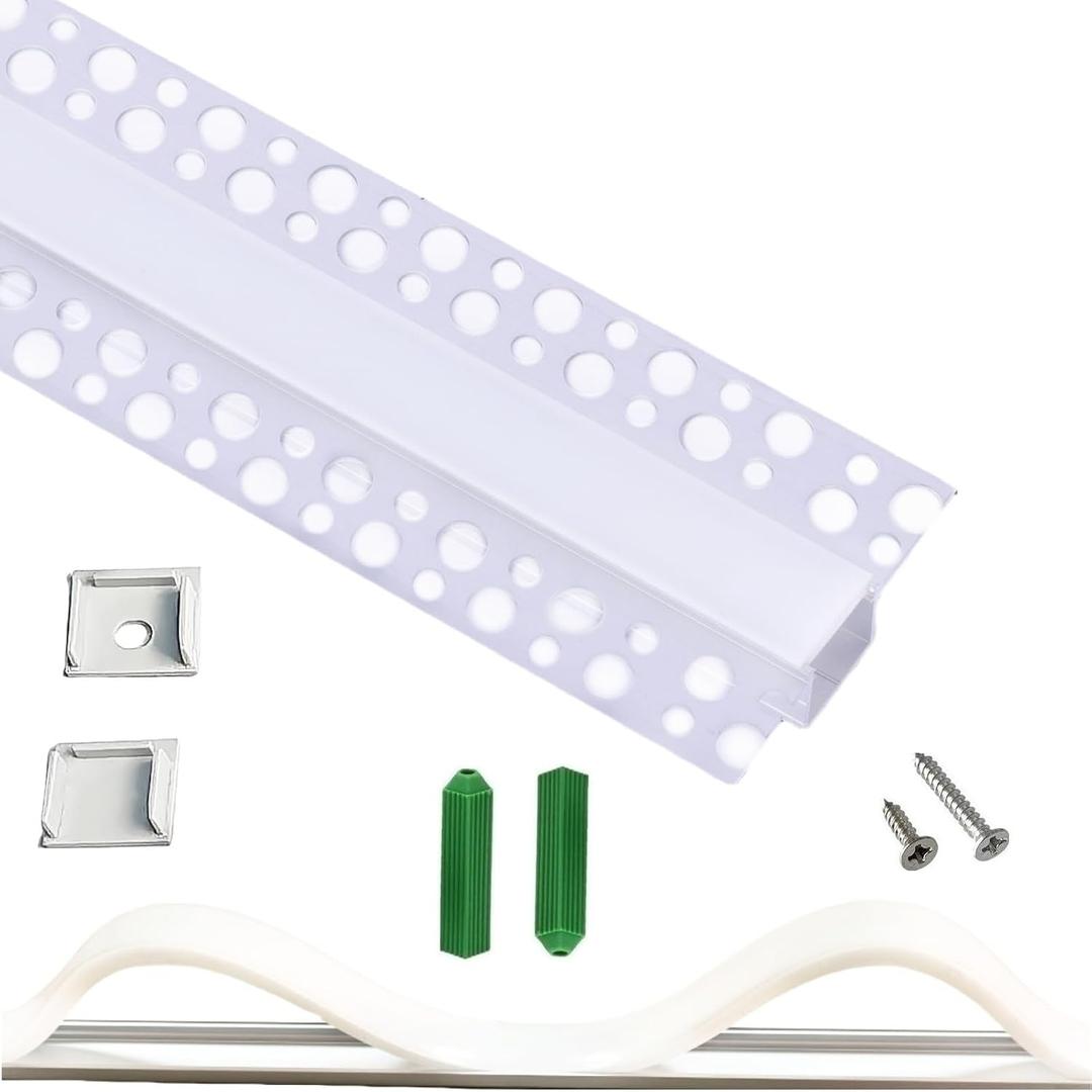 Plaster-in Trimless Ceiling Recessed LED Strip Channel Diffuser 5-Pack 3.3FT,Continuous Silicone Cover with Bilateral Upper Flange,Wide Aluminum Drywall Track (5X3.28FT, Bilateral Upper-Flanged)