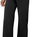 VOOVEEYA Wide Leg Pants for Women, Yoga Pants with Pockets High Waist Casual Straight Dress Pants Petite/Tall/Regular (Long Black, XL)