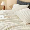 Andency Fleece King Comforter Set, 3 Pieces Beige Comforter Set for King Size Bed, Soft Warm Fluffy Fuzzy Cream Bedding Set for Winter (1 Comforter & 2 Pillowcases)