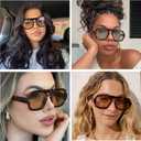 YDAOWKN Retro Square Aviator Sunglasses for Women Men Trendy Flat Top Sun Glasses UV Protection Vintage Shades
