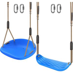SELEWARE 2 Pack Heavy Duty Plastic Swing Seats with Adjustable Rope & Quick Connect, Replacement Swing Set Accessories for Kids and Adults, Indoor/Outdoor Backyard Playground Tree Swing, Blue