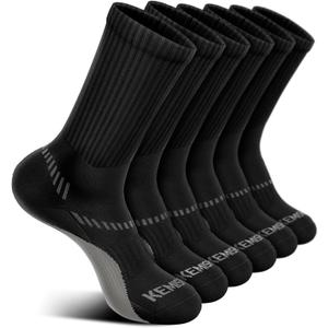 BULLIANT Compression Socks for Men 6Pairs, Athletic Crew Socks Cushioned For Men Sports Running-Arch Support (Black)