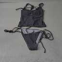 ZAFUL Women's Gingham Ruched Bowknot Decor Cinched Back Tankini Set Tummy Control 2 Piece Bikini Swimsuits (Medium, 1-black)