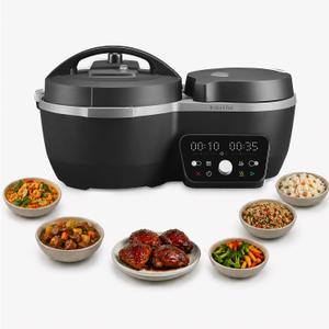 Instant Pot Dual Action 8in1 Multi-Cooker with Serve Together Smart Timing, 4Qt Pressure Cooker & 2Qt Rice Cooker, Cook Mains & Sides Together, Fast Cooking, PFAS-Free Pot*, Saut, Slow Cook, Black