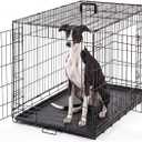 DUMOS Dog Crate, 36 Inch Medium Double Door Dog Cage with Plastic Leak-Proof Pan Tray, Folding Metal Wire Pet Kennel for Indoor, Outdoor, Travel, Black