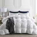 PureDown Goose Down Comforter Twin Size 800 Fill Power, 100% Cotton All Season Duvet Insert 700 Thread Count, Cloud Fluffy Pinch Pleat Extra Warmth