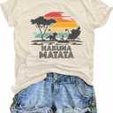 T&Twenties Hakuna Matata Shirt for Women, Letter Printed Tee Tops Funny Inspirational Casual Graphic Tops, S