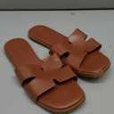 KIDMI Women's Dressy Flat Sandals, Comfortable Slip On Summer Slides, Fashion Open Toe Casual Sandals, Size US 6.5, Brown