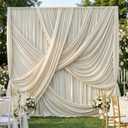20ft12ft Beige Backdrop Curtain for Wedding Parties, 4 Panels Wrinkle Free Polyester Photo Backdrop Drapes Back Drop Cloth for Birthday Photography Background (W5' x H12'(4 panels))