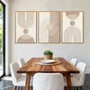 BINCUE Neutral Abstract Wall Art Beige Large Wall Decor Boho Mid Century Modern Artwork Art Print for Living Room Bedroom Office 24"x36" Set of 3 Gift