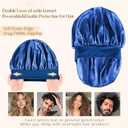 YANIBEST Silk Bonnet for Men Women Hair Bonnet for Sleeping Double Layer Satin Bonnet for Natural Curly Hair Unisex Sleep Cap (Blue)