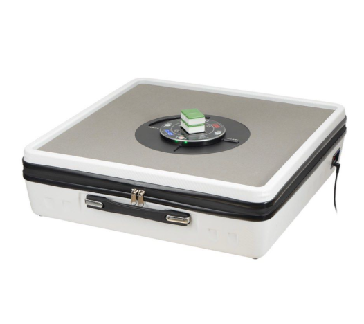 Portable Automatic Mahjong Table, Hand-held Mini-Mahjong, Automatic Mahjong, Foldable Mahjong Table w/American&Chinese -Style Magnetic Tiles, for Outdoor & Home Fun (White)