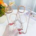 Fiyart Designed for iPhone 16 Pro Max Case,Compatible with MagSafe Plating Removable Lens Cover Clear Magnetic Shockproof Phone Bumper for Women Girls 6.9"-White