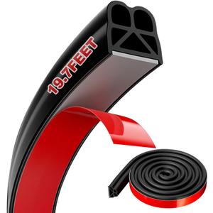 Car Door Seal Strip 19.7FT, Universal Self Adhesive Car Door Seal, Thickened Double Layer Rubber Automotive Weather Stripping, for Cars, Truck, Rv, Pickup, SUV