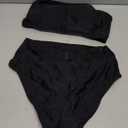 Pink Queen Women's Removable Strap Wrap Pad Cheeky High Waist Bikini Set Swimsuit (Size Large, Black)