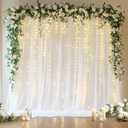 Fomcet White Tulle Backdrop Curtains with Lights String 10FT X 10FT Sheer Curtain with Lights Tulle Curtains Backdrop for Wedding Birthday Party Photo Shoot (2 Panels 5x10FT)
