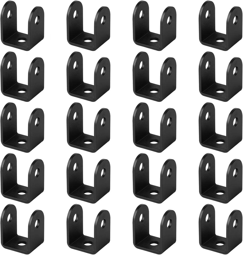 GBGS 20 Pcs Black 1-1/4" U Bracket for Panel,1/8" Thick,Powder Coating