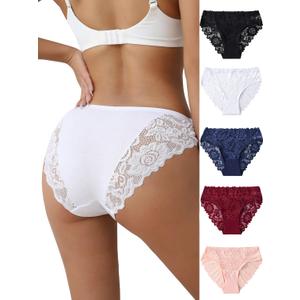 everyjoys Sexy Underwear Lace Panties for Women Bikini Underwear Hipster Underpants Lace Soft Breathe Briefs Multipack XL size White 5-Pack