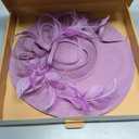 dressfan Fascinator Hats for Women,Linen Vintage Feather Headwear for Derby/Church/Wedding/Cocktail/Tea Party (Purple)
