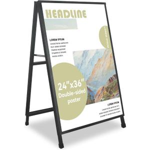 A Frame Sign 24x 36 Inch Heavy Duty Sandwich Board Double-Sided Folding Sign Holder Outdoor Pavement Sign for Businesses Store Signs (Frame only),1PACK