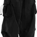PLEPAN Men's Baggy Cargo Parachute Pants Casual Loose Fit Drawstring Streetwear Y2k Sweatpants for Men with Pockets, Black, L(US 36)
