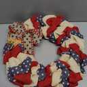 20 Inch 4th of July Wreath Patriotic Burlap Wreaths for Front Door Red Beige Blue Memorial Day American Flag Wreath with Bowknot 4th of July Decorations Outdoor
