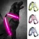 Visinite LED Dog Harness, USB Rechargeable Light Up Dog Vest, 2 Illuminate Modes Glow in The Dark Dog Harness, Adjustable Lighted Pet Harness Light for Night Walking Safety (Pink, XL)