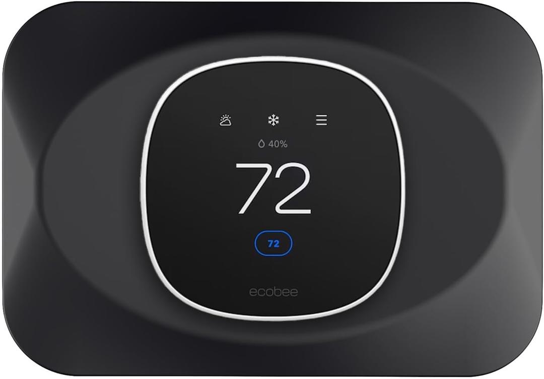 2 x Wall Plate Cover Compatible with New 2025 Ecobee Smart Thermostat Essential, Practical Ecobee Thermostat Trim Kit, Programmable WiFi Thermostat Accessory (1, Tricorn Black)