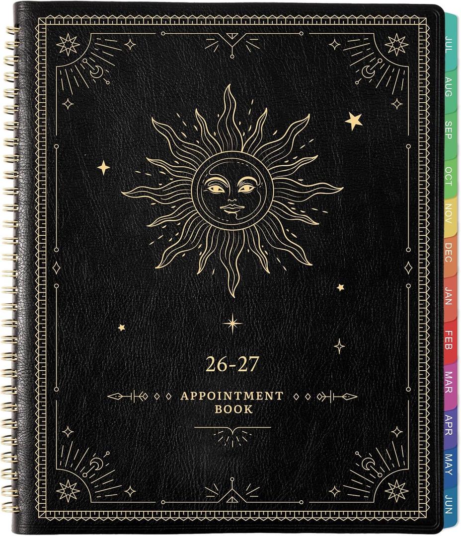 Appointment Book 2026-2027 - Daily Planner 2026-2027, JUL 2026 - JUN 2027, 9"x 11", Hourly Planner 26-27, Weekly Appointment Planner, 15-Minute Interval, Flexible Cover - The Sun
