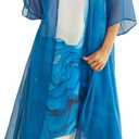 Honwenle Women's Linen Dress 2 Piece Outfit Floral Sleeveless Loose Maxi Summer Dresses with Jacket Formal Casual, X-Large, Blue-floral