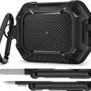 MOBOSI for AirPod Pro Case with Cleaner Kit, Compatible with Airpods Pro 2 Case Cover 1st/2nd Generation with Lock & Keychain, Full Body Shockproof Protective Case (2023/2022/2019), Black