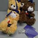 Jexine 12 Pcs Class of 2026 Graduation Bears 4 Plush Stuffed Bears with Graduation Caps Diploma Congratulations Sash 4 Congrats Cards 4 Compass Necklace for School Party Decor(Blue Cap)