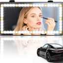 SINGARO Car Sun Visor Vanity Mirror - Rechargeable Makeup Mirror with 60 LEDs, 3 Light Modes & Dimmable Touch Control for Cars, Trucks, SUVs, Car Interior Accessories for Women (Black) (1PCS)