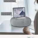 Lap Kindle Pillow Stand with Silicone Holder for Kindle Accessories and Phones (4.7"-8") & Adjustable iPad Stand for Desk with Snack Bowl for Tablets(8"-15.5")-Ideal for Hands-Free Reading (Grey)