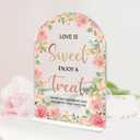 2 x Wedding Signs Decor, Love is Sweet Sign for Dessert Table, Wedding Supplies 5x7 Inch, Wedding Signs for Ceremony And Reception, Arch Acrylic Table Sign for Anniversary, Bridal Shower DecorPink