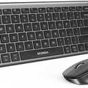 Seenda Wireless Bluetooth Keyboard and Mouse Combo, COE401 Rechargeable Slim Keyboard Mouse, 3 Multi-Device Connection, Compact Quiet Set Compatible for Mac/Windows Laptop MacBook iPad, Black Gray