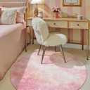 jinchan 5ft Round Rug, Washable Non Slip, Peach Pink