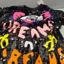 Sequins T-Shirts Glitter Half Sleeve Dress O Neck Printed Mini Dress Loose Casual Sexy Nightclub Party Tops for Women Black S