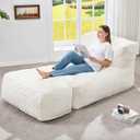 Hobestluk Bean Bag Chair Big Bean Bag Lounger for Adults Bean Bag Couch with Memory Foam Filled for Living Room, Bedroom or Balcony (Chevron Plush White), Large