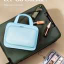Travel Hanging Toiletry Bag for Women - Waterproof Cosmetic Organizer with Clear Window, Lightweight Bathroom Bags for Essentials, Makeup, Shampoo, Toiletries Blue, Large