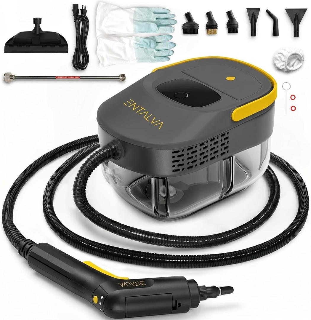 Handheld Steam Cleaner for Home & Car Detailing, 1600W Multi-Purpose Steamer, 1.69QT Large Tank Deep Cleaning Machine with 15 Accessories for Grout, Tile, Furniture