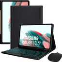 LAMA 7 Colors Backlit Keyboard Case with Mouse for Samsung Galaxy Tab A8 10.5 Inch, Wireless Keyboard Case with S Pen Holder for Galaxy Tab A8 10.5" 2021 (SM-X200/X205/X207), BK