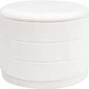 23" Round Velvet Storage Ottoman with Reversible Lid, Soft Padded Footrest and Hidden Storage, Large Upholstere Tray Top Ottoman Footstool for Living Room, Bedroom, Entryway, White