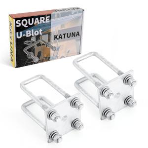 Hot-dip Galvanized Zinc Square U Bolt Kit for Boat Trailer Axle Leaf Springs, for 2x2 Axle - 4 3/4" Long,2 inch Wide Square U-Bolts with Nuts and Frame Plate for Trailer Automobiles Trailer.